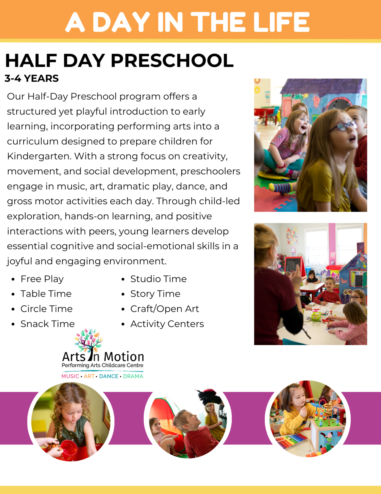 Half Day Preschool Information | Arts in Motion Red Deer